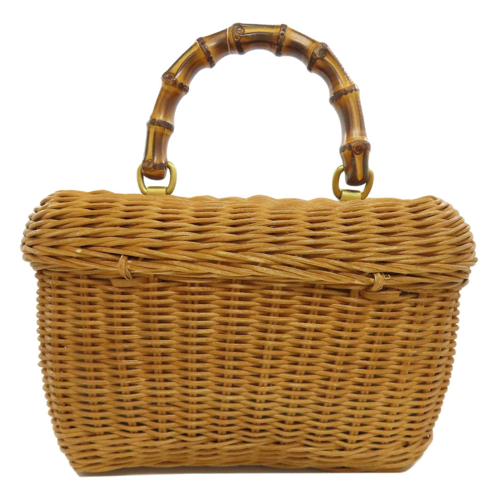 Gucci 2way Bag Rattan Basket Bamboo Handbag Black